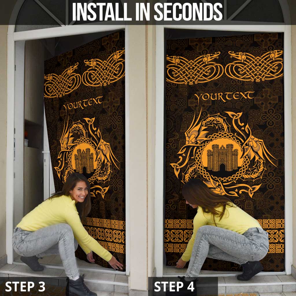 Personalized Denbighshire Sir Ddinbych Door Cover Gold Gatehouse Denbigh Castle Celtic-inspired - Wonder Print Shop