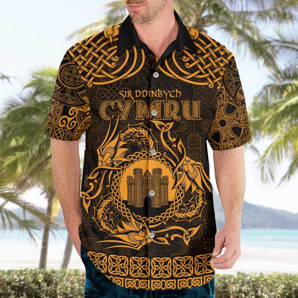 Personalized Denbighshire Sir Ddinbych Hawaiian Shirt Gold Gatehouse Denbigh Castle Celtic-inspired - Wonder Print Shop