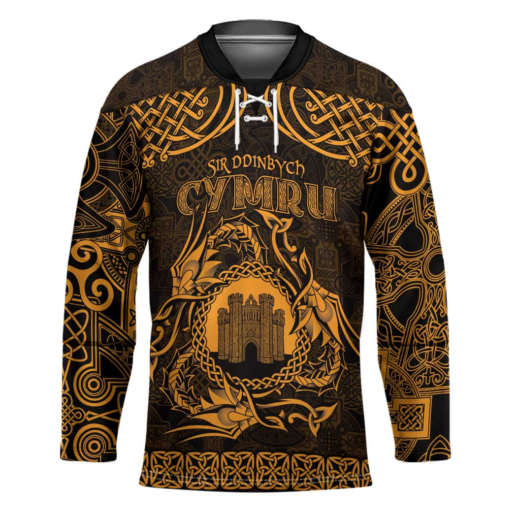 Personalized Denbighshire Sir Ddinbych Hockey Jersey Gold Gatehouse Denbigh Castle Celtic-inspired - Wonder Print Shop