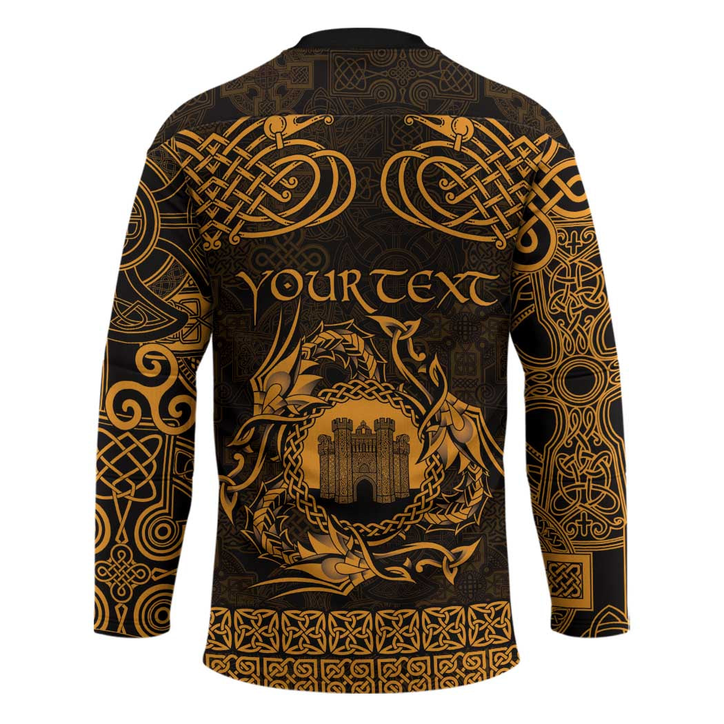 Personalized Denbighshire Sir Ddinbych Hockey Jersey Gold Gatehouse Denbigh Castle Celtic-inspired - Wonder Print Shop