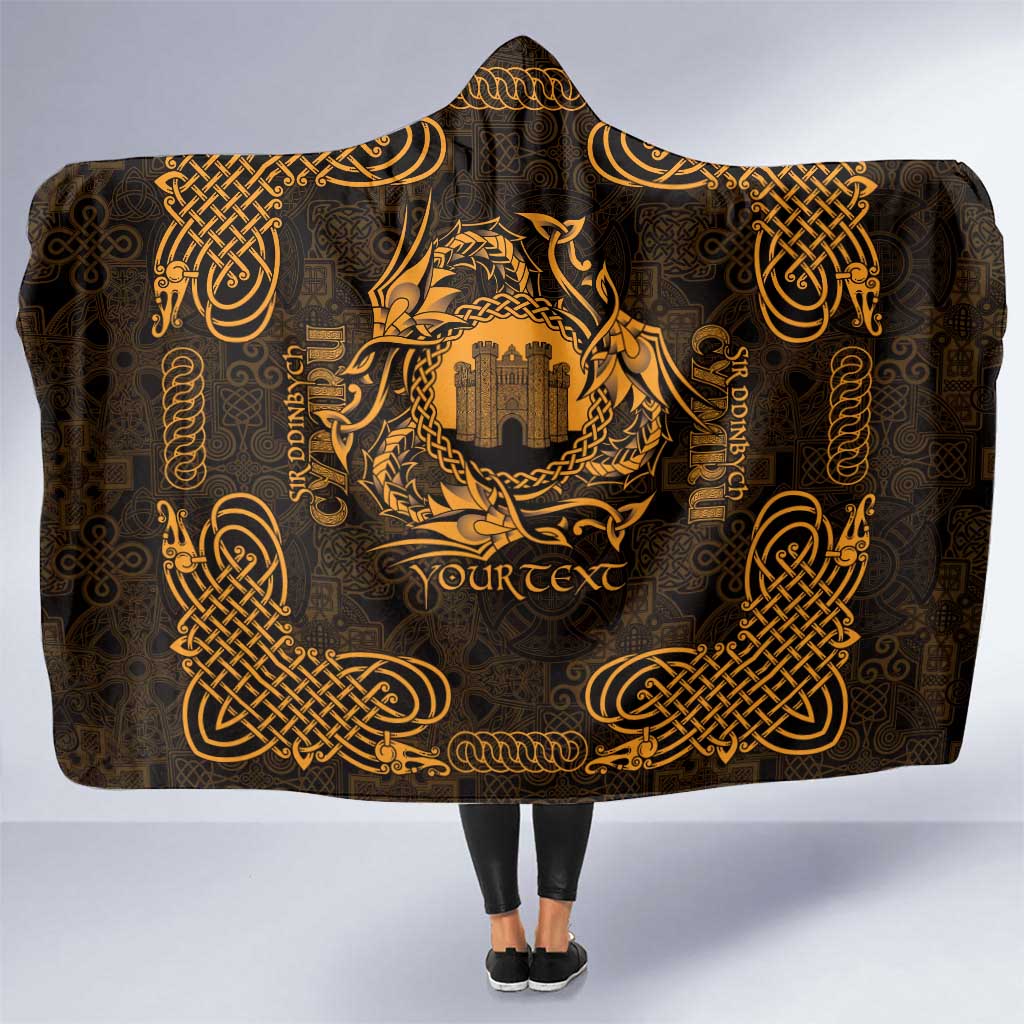 Personalized Denbighshire Sir Ddinbych Hooded Blanket Gold Gatehouse Denbigh Castle Celtic-inspired - Wonder Print Shop