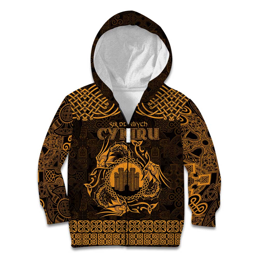 Personalized Denbighshire Sir Ddinbych Kid Hoodie Gold Gatehouse Denbigh Castle Celtic-inspired - Wonder Print Shop