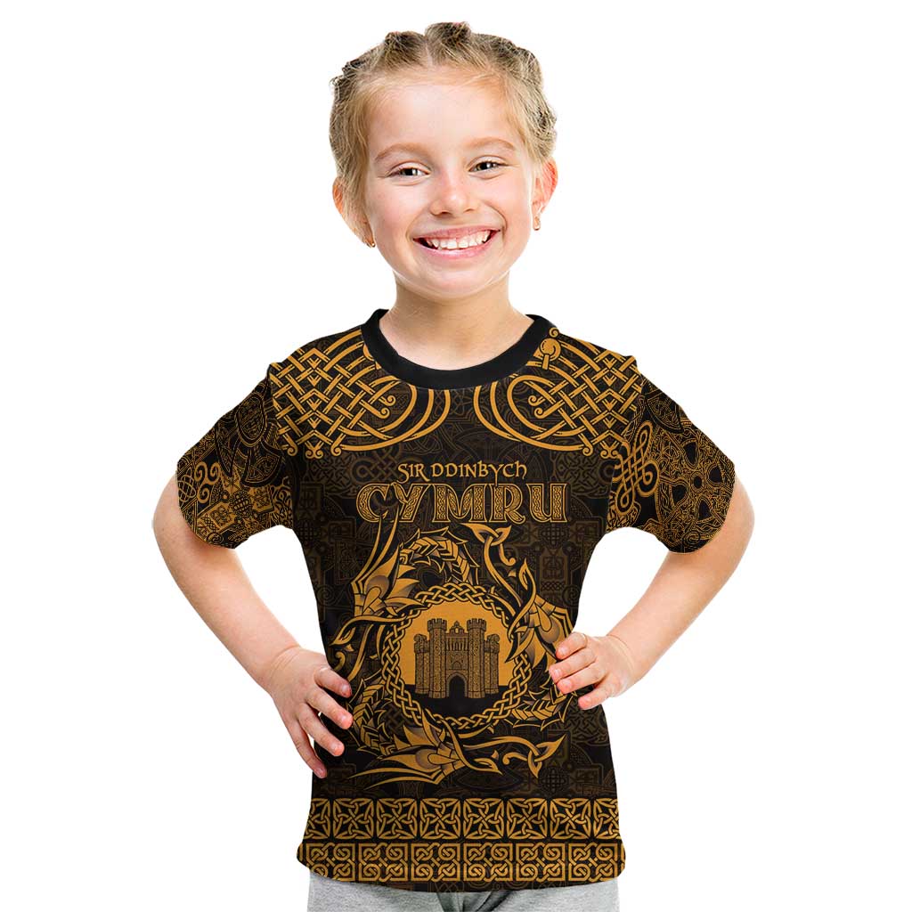 Personalized Denbighshire Sir Ddinbych Kid T Shirt Gold Gatehouse Denbigh Castle Celtic-inspired - Wonder Print Shop