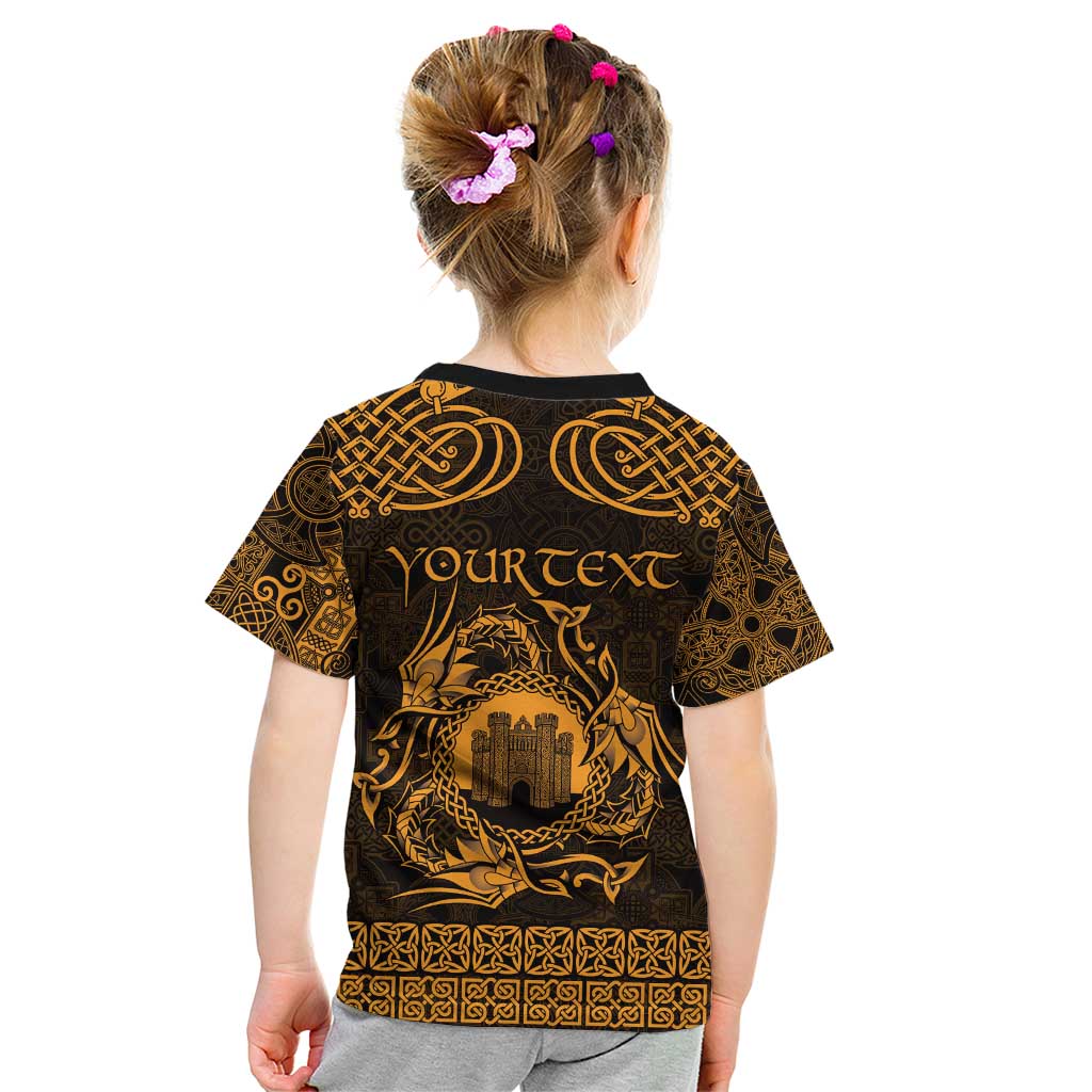 Personalized Denbighshire Sir Ddinbych Kid T Shirt Gold Gatehouse Denbigh Castle Celtic-inspired - Wonder Print Shop
