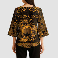 Personalized Denbighshire Sir Ddinbych Kimono Sleeve Blouse Gold Gatehouse Denbigh Castle Celtic-inspired - Wonder Print Shop