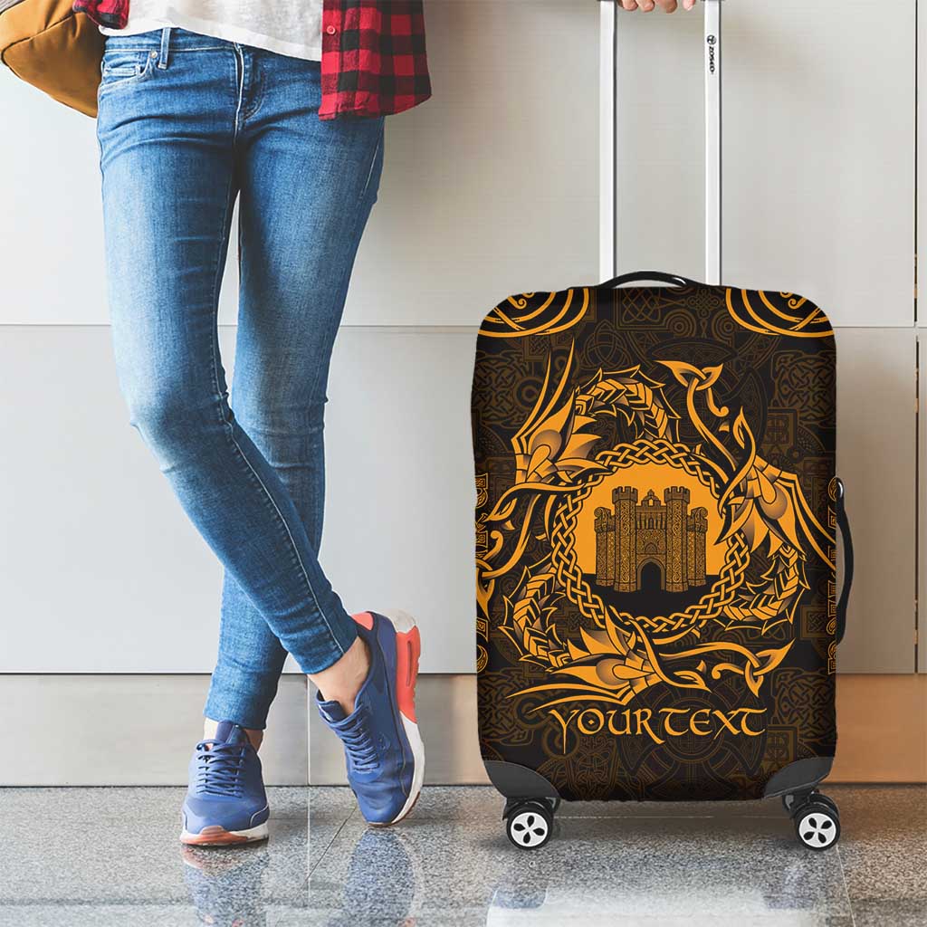 Personalized Denbighshire Sir Ddinbych Luggage Cover Gold Gatehouse Denbigh Castle Celtic-inspired - Wonder Print Shop
