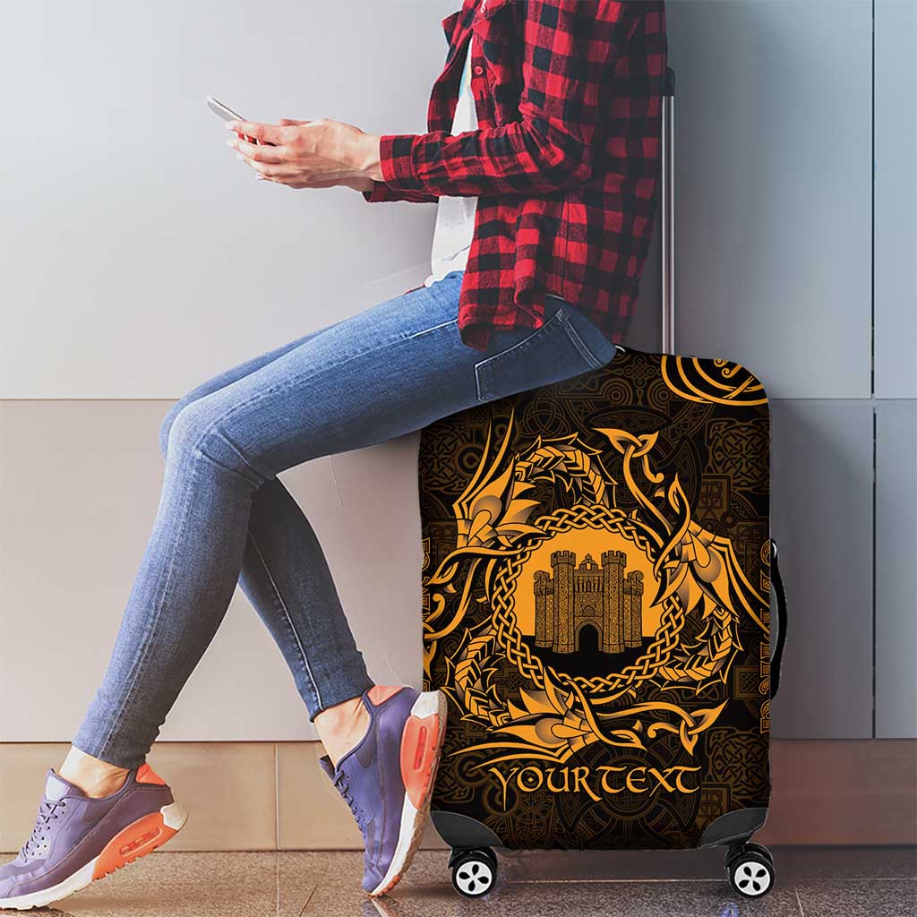 Personalized Denbighshire Sir Ddinbych Luggage Cover Gold Gatehouse Denbigh Castle Celtic-inspired - Wonder Print Shop