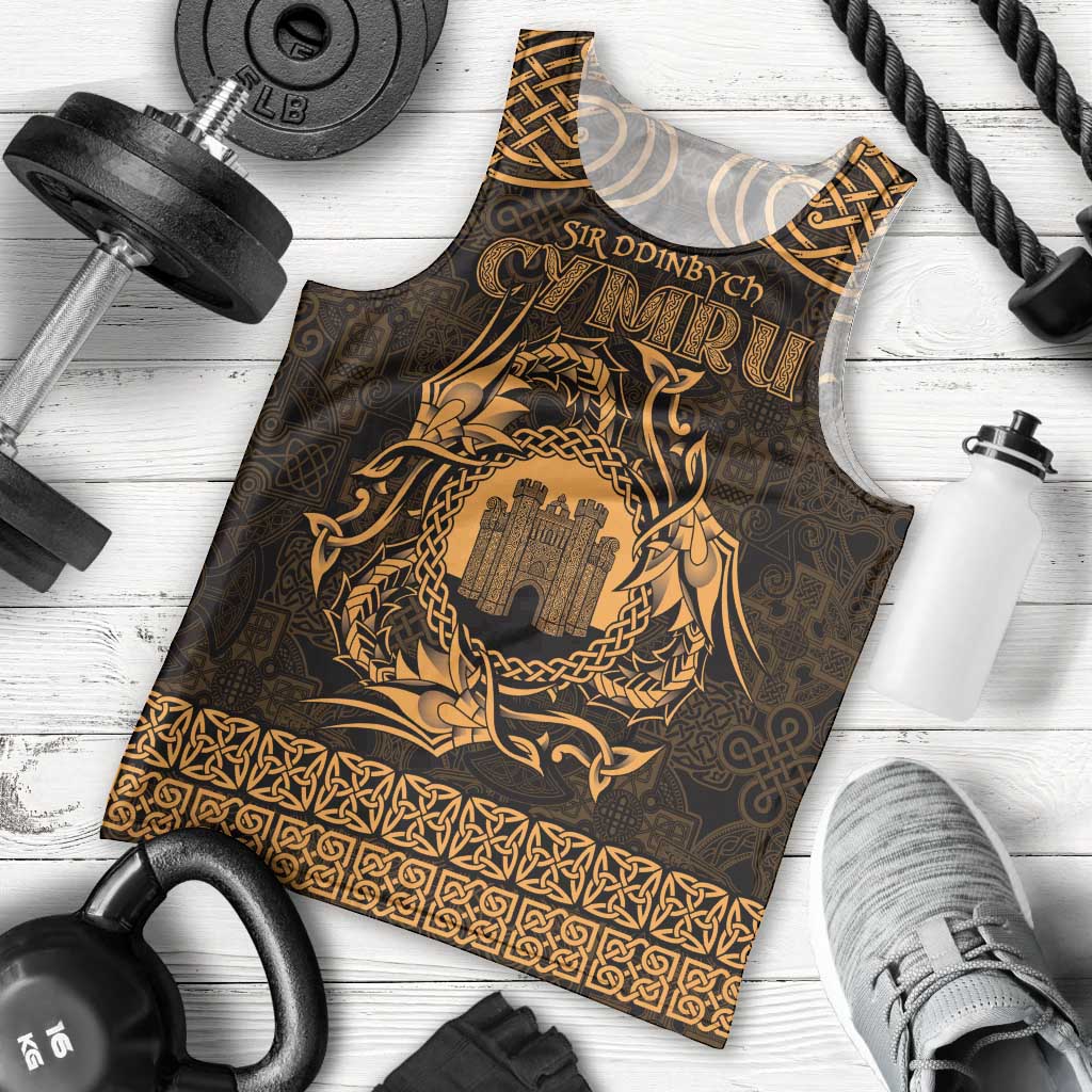 Personalized Denbighshire Sir Ddinbych Men Tank Top Gold Gatehouse Denbigh Castle Celtic-inspired - Wonder Print Shop