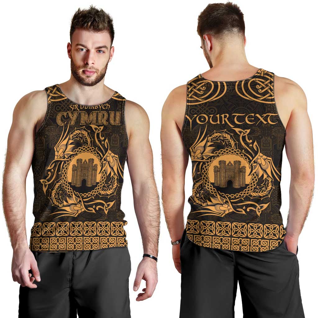 Personalized Denbighshire Sir Ddinbych Men Tank Top Gold Gatehouse Denbigh Castle Celtic-inspired - Wonder Print Shop