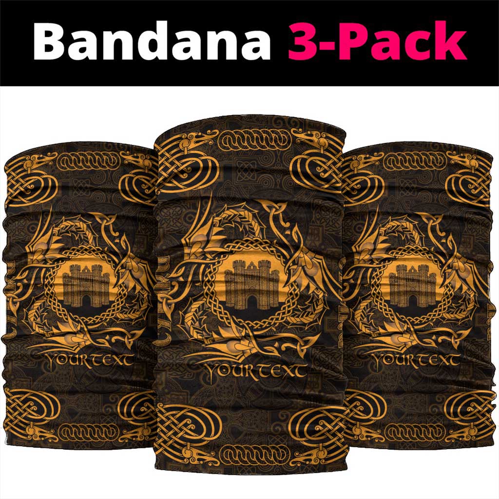 Personalized Denbighshire Sir Ddinbych Neck Gaiter Gold Gatehouse Denbigh Castle Celtic-inspired - Wonder Print Shop