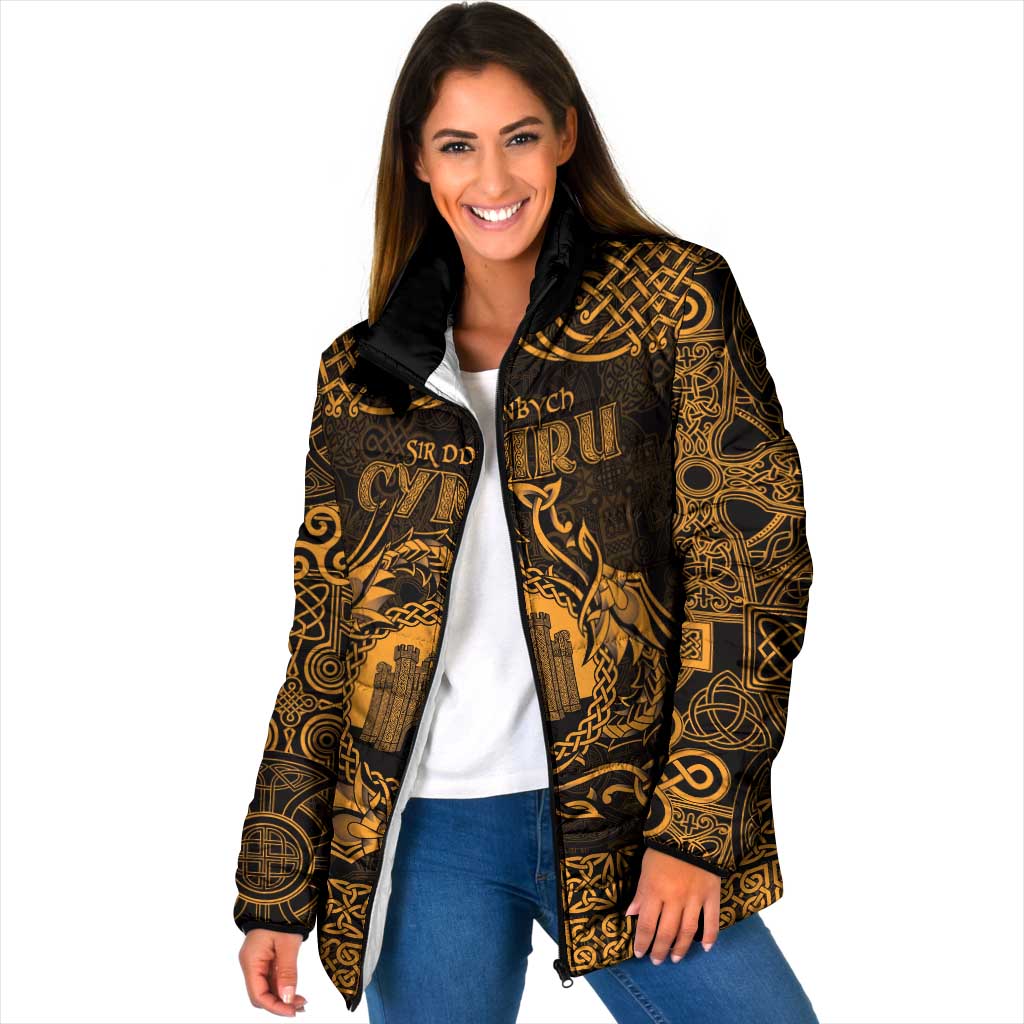 Personalized Denbighshire Sir Ddinbych Padded Jacket Gold Gatehouse Denbigh Castle Celtic-inspired - Wonder Print Shop
