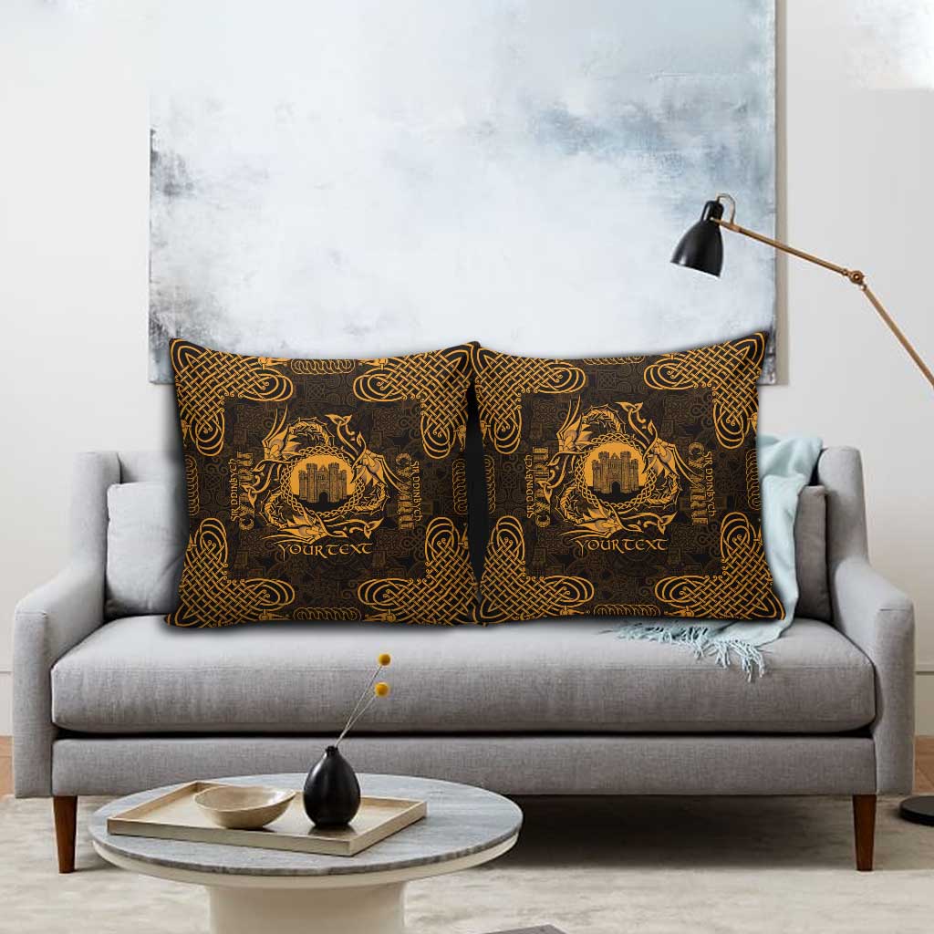 Personalized Denbighshire Sir Ddinbych Pillow Cover Gold Gatehouse Denbigh Castle Celtic-inspired - Wonder Print Shop