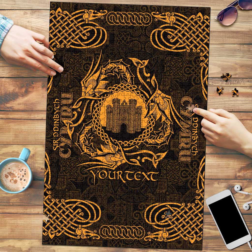 Personalized Denbighshire Sir Ddinbych Puzzle Gold Gatehouse Denbigh Castle Celtic-inspired - Wonder Print Shop