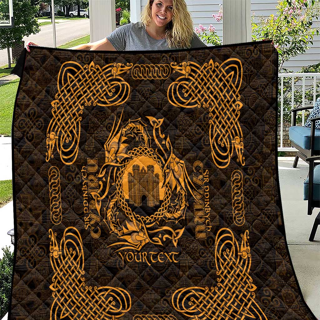 Personalized Denbighshire Sir Ddinbych Quilt Gold Gatehouse Denbigh Castle Celtic-inspired - Wonder Print Shop