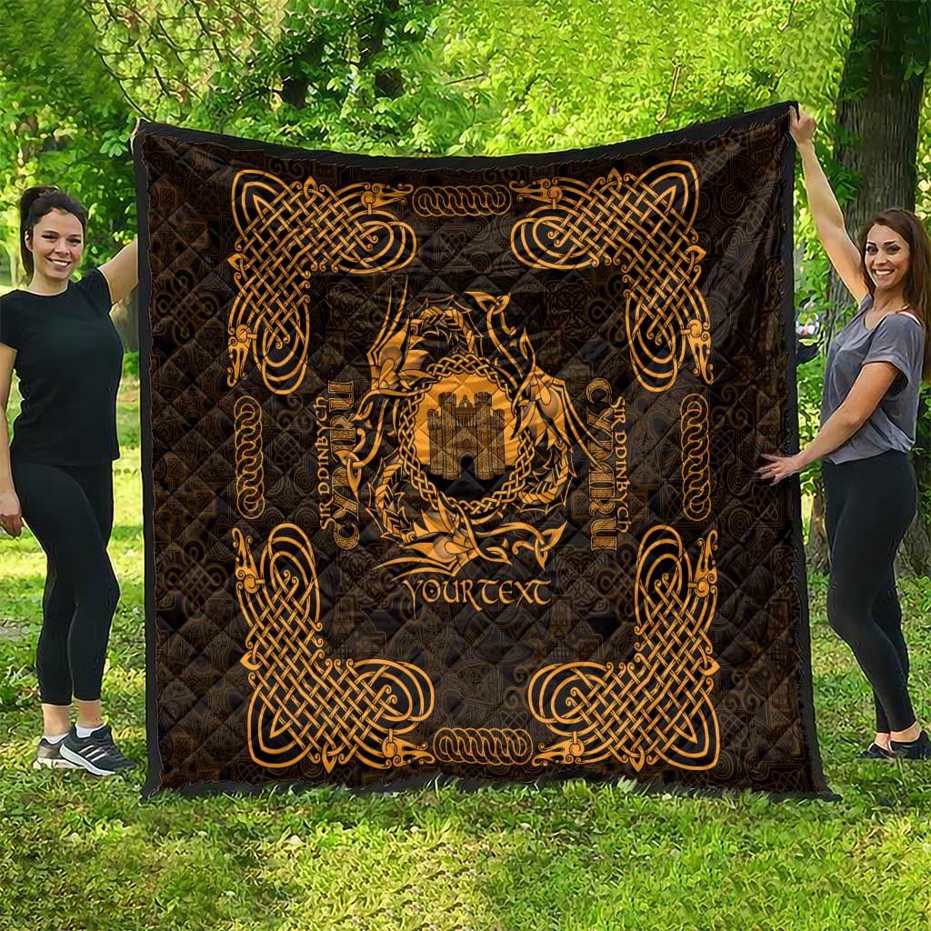 Personalized Denbighshire Sir Ddinbych Quilt Gold Gatehouse Denbigh Castle Celtic-inspired - Wonder Print Shop