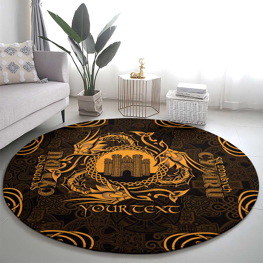 Personalized Denbighshire Sir Ddinbych Round Carpet Gold Gatehouse Denbigh Castle Celtic-inspired - Wonder Print Shop