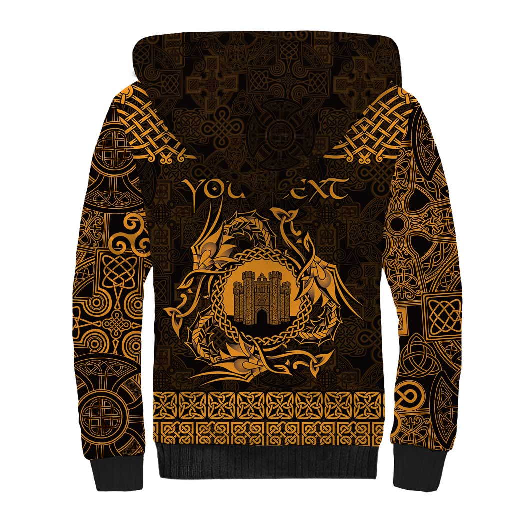 Personalized Denbighshire Sir Ddinbych Sherpa Hoodie Gold Gatehouse Denbigh Castle Celtic-inspired - Wonder Print Shop
