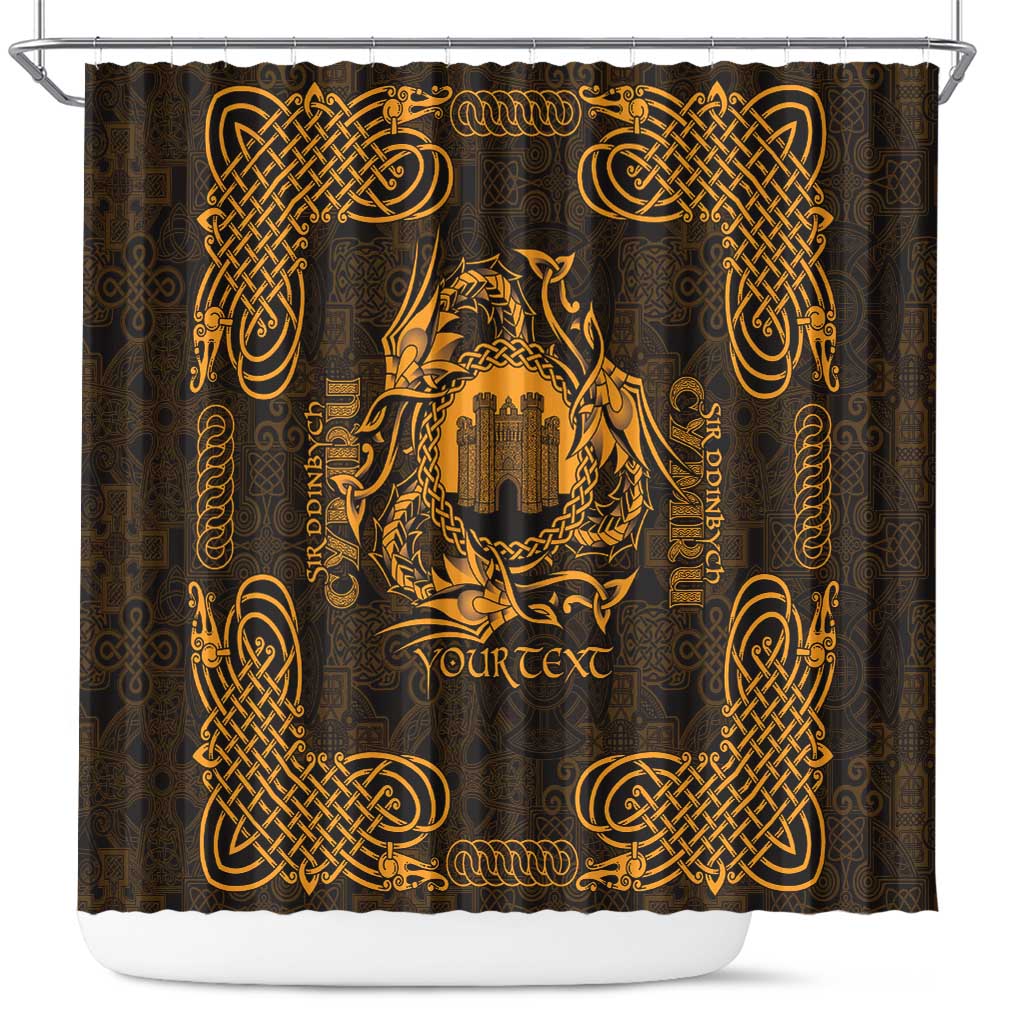 Personalized Denbighshire Sir Ddinbych Shower Curtain Gold Gatehouse Denbigh Castle Celtic-inspired - Wonder Print Shop