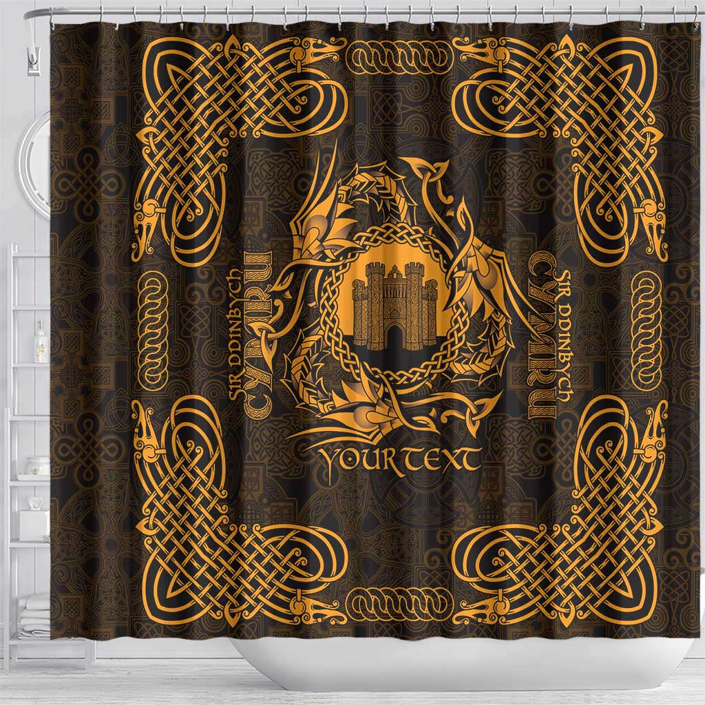 Personalized Denbighshire Sir Ddinbych Shower Curtain Gold Gatehouse Denbigh Castle Celtic-inspired - Wonder Print Shop