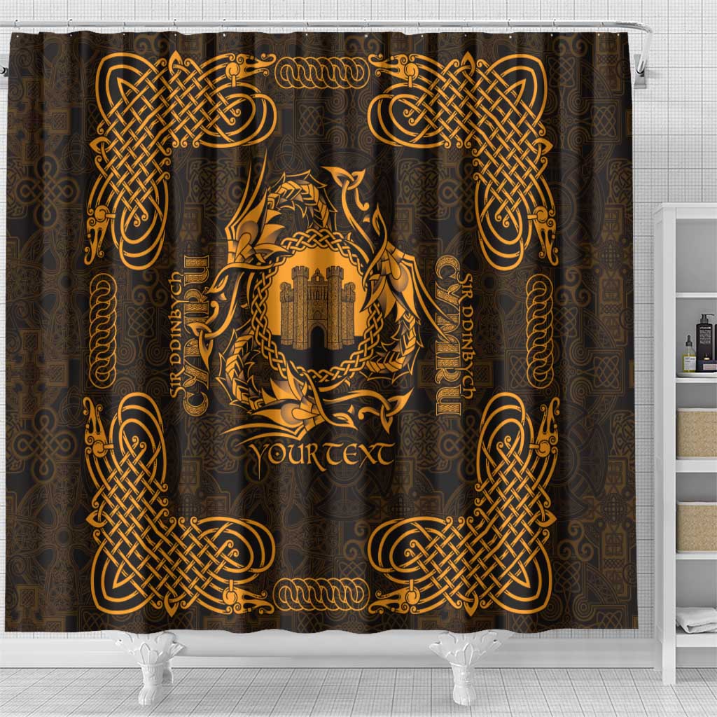 Personalized Denbighshire Sir Ddinbych Shower Curtain Gold Gatehouse Denbigh Castle Celtic-inspired - Wonder Print Shop