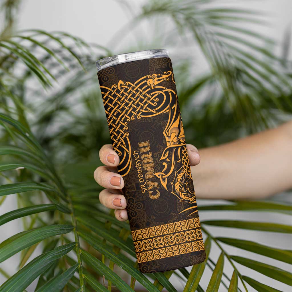 Personalized Denbighshire Sir Ddinbych Skinny Tumbler Gold Gatehouse Denbigh Castle Celtic-inspired - Wonder Print Shop