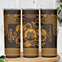 Personalized Denbighshire Sir Ddinbych Skinny Tumbler Gold Gatehouse Denbigh Castle Celtic-inspired - Wonder Print Shop
