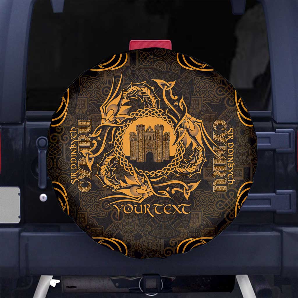 Personalized Denbighshire Sir Ddinbych Spare Tire Cover Gold Gatehouse Denbigh Castle Celtic-inspired - Wonder Print Shop