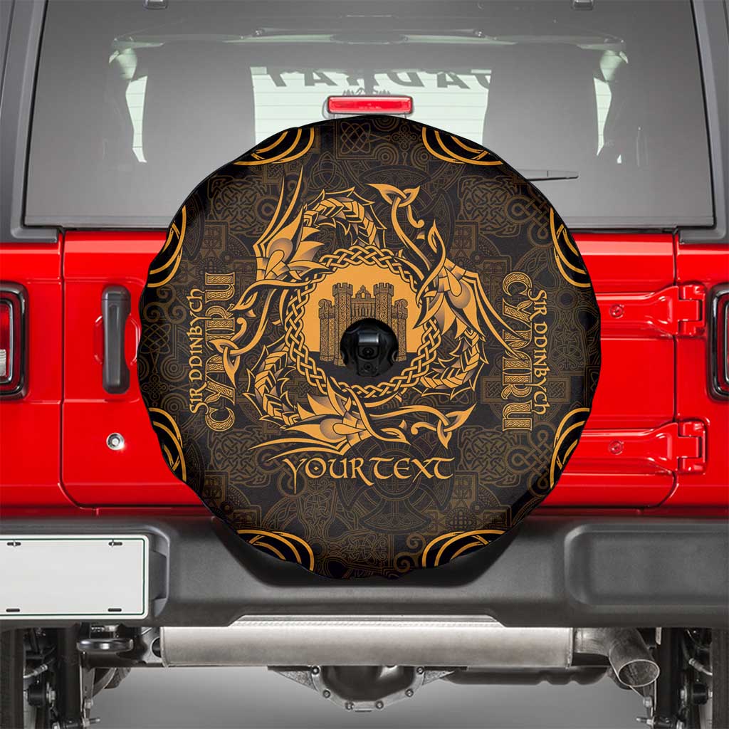 Personalized Denbighshire Sir Ddinbych Spare Tire Cover Gold Gatehouse Denbigh Castle Celtic-inspired - Wonder Print Shop