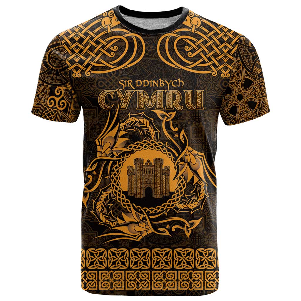 Personalized Denbighshire Sir Ddinbych T Shirt Gold Gatehouse Denbigh Castle Celtic-inspired - Wonder Print Shop