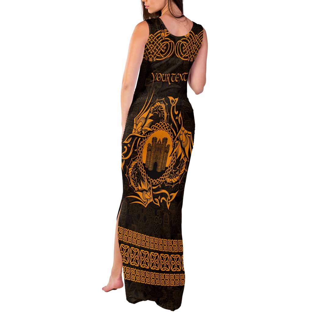 Personalized Denbighshire Sir Ddinbych Tank Maxi Dress Gold Gatehouse Denbigh Castle Celtic-inspired - Wonder Print Shop
