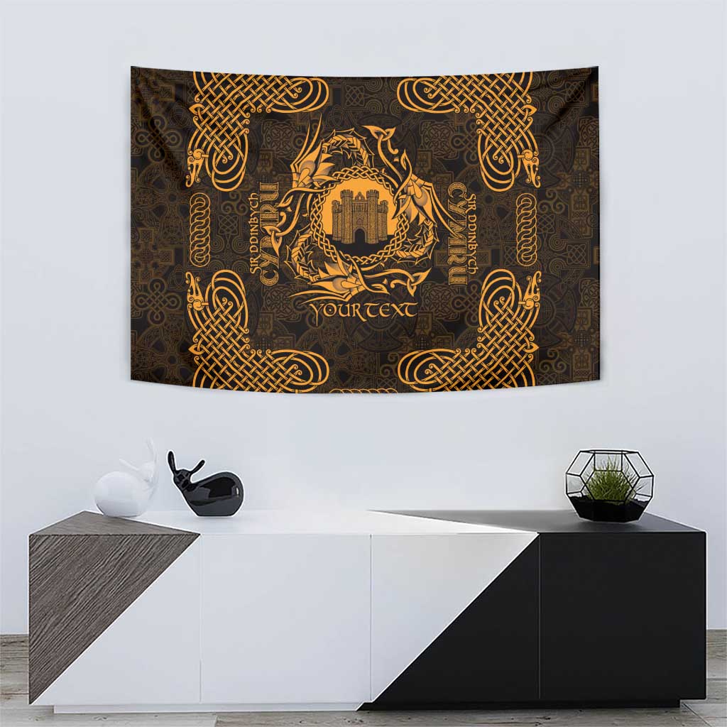 Personalized Denbighshire Sir Ddinbych Tapestry Gold Gatehouse Denbigh Castle Celtic-inspired - Wonder Print Shop