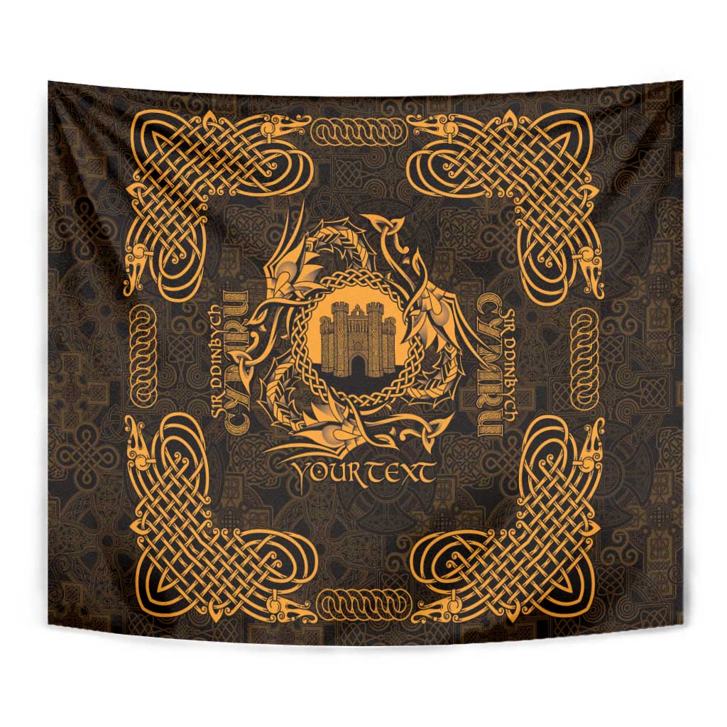 Personalized Denbighshire Sir Ddinbych Tapestry Gold Gatehouse Denbigh Castle Celtic-inspired - Wonder Print Shop