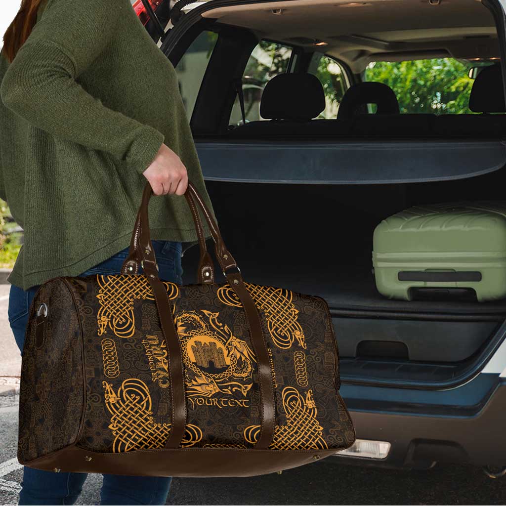 Personalized Denbighshire Sir Ddinbych Travel Bag Gold Gatehouse Denbigh Castle Celtic-inspired - Wonder Print Shop