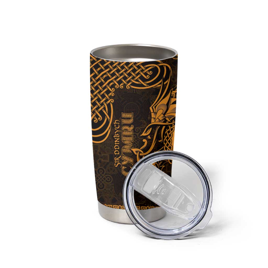 Personalized Denbighshire Sir Ddinbych Tumbler Cup Gold Gatehouse Denbigh Castle Celtic-inspired - Wonder Print Shop