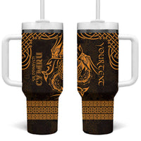 Personalized Denbighshire Sir Ddinbych Tumbler With Handle Gold Gatehouse Denbigh Castle Celtic-inspired - Wonder Print Shop