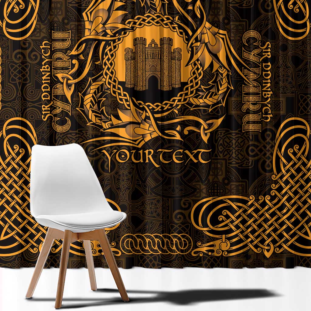 Personalized Denbighshire Sir Ddinbych Window Curtain Gold Gatehouse Denbigh Castle Celtic-inspired - Wonder Print Shop