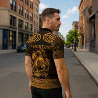 Personalized Denbighshire Sir Ddinbych Zipper Polo Shirt Gold Gatehouse Denbigh Castle Celtic-inspired - Wonder Print Shop