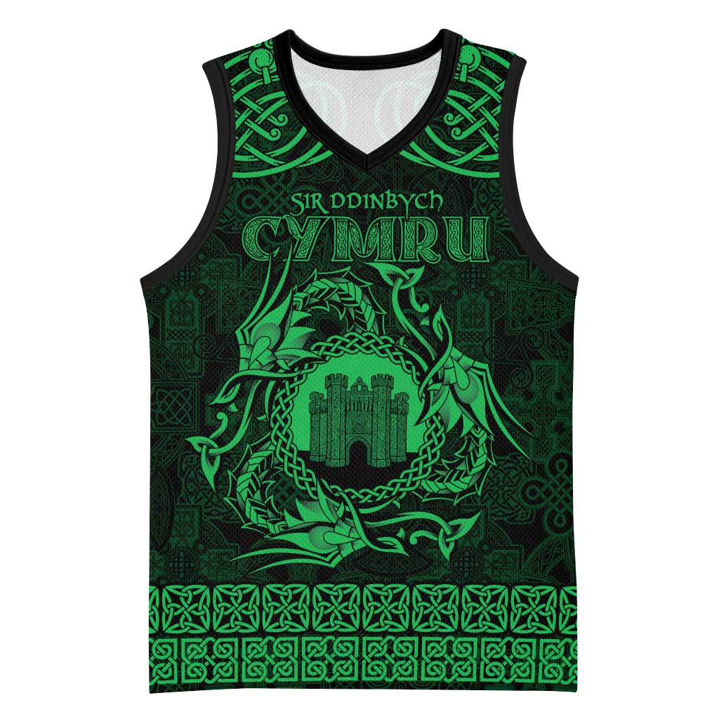 Personalized Denbighshire Sir Ddinbych Basketball Jersey Green Gatehouse Denbigh Castle Celtic-inspired - Wonder Print Shop