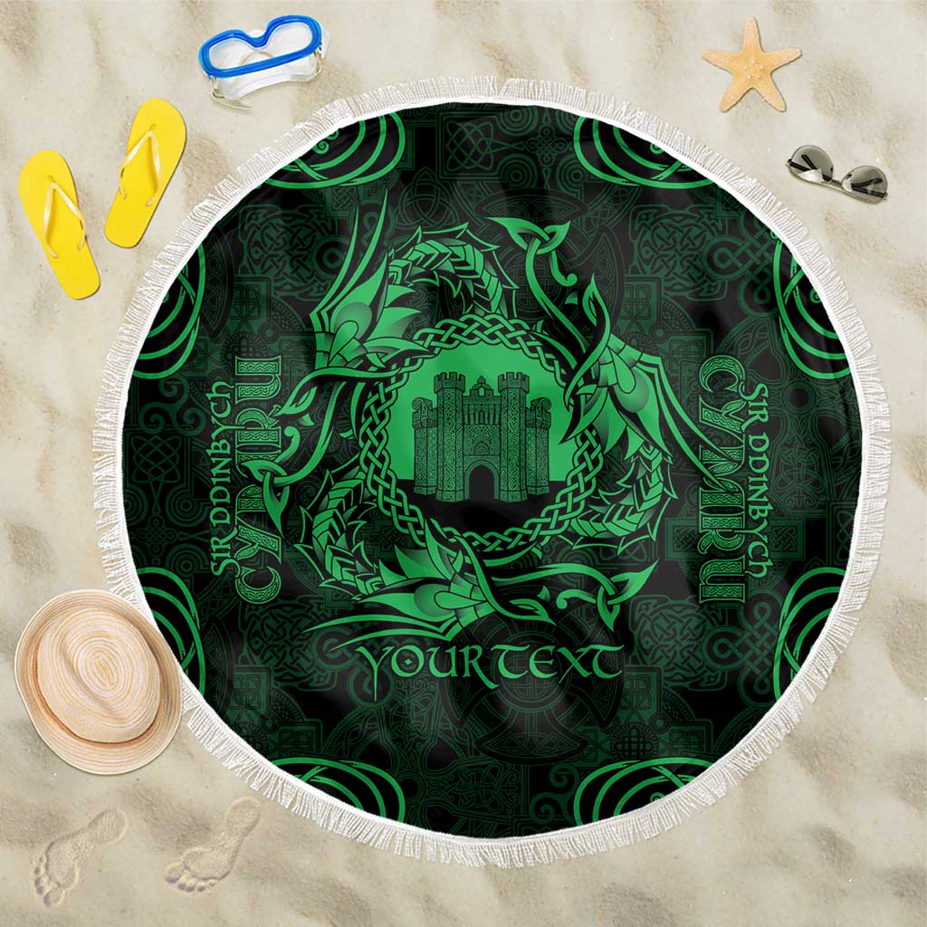 Personalized Denbighshire Sir Ddinbych Beach Blanket Green Gatehouse Denbigh Castle Celtic-inspired - Wonder Print Shop