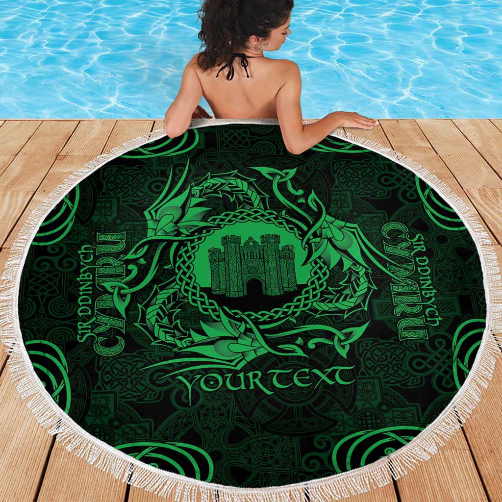 Personalized Denbighshire Sir Ddinbych Beach Blanket Green Gatehouse Denbigh Castle Celtic-inspired - Wonder Print Shop