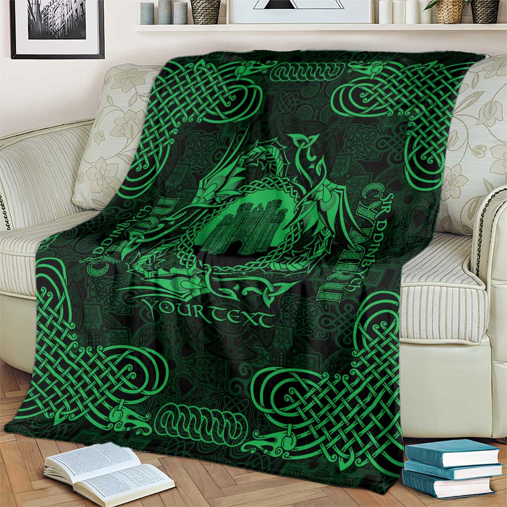 Personalized Denbighshire Sir Ddinbych Blanket Green Gatehouse Denbigh Castle Celtic-inspired - Wonder Print Shop