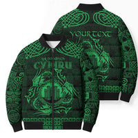 Personalized Denbighshire Sir Ddinbych Bomber Puffer Jacket Green Gatehouse Denbigh Castle Celtic-inspired - Wonder Print Shop