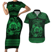 Personalized Denbighshire Sir Ddinbych Couples Matching Short Sleeve Bodycon Dress and Hawaiian Shirt Green Gatehouse Denbigh Castle Celtic-inspired - Wonder Print Shop