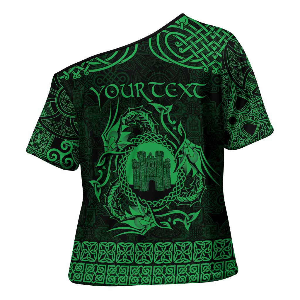 Personalized Denbighshire Sir Ddinbych Cross Shoulder Shirt Green Gatehouse Denbigh Castle Celtic-inspired - Wonder Print Shop