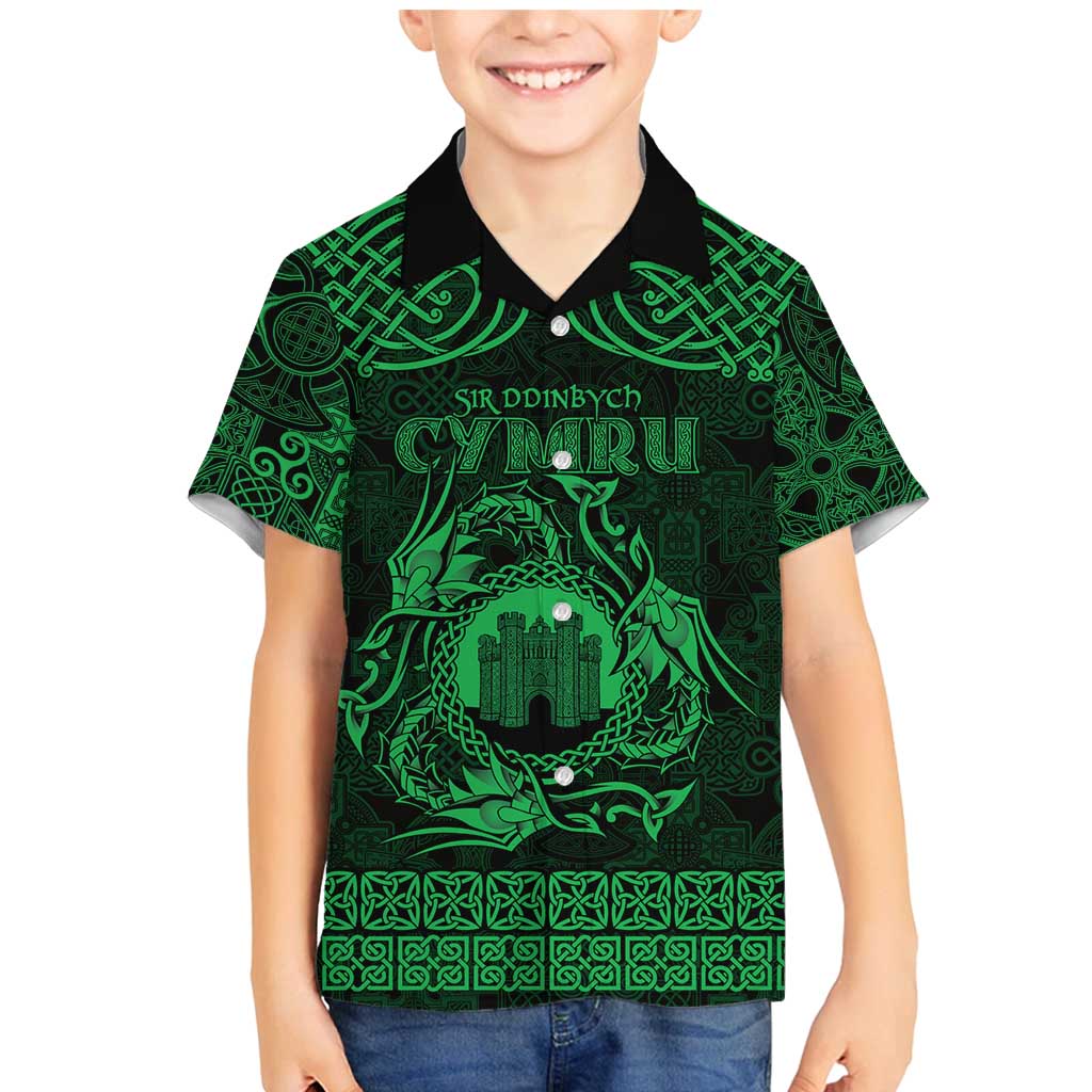 Personalized Denbighshire Sir Ddinbych Family Matching Mermaid Dress and Hawaiian Shirt Green Gatehouse Denbigh Castle Celtic-inspired - Wonder Print Shop