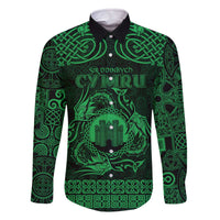 Personalized Denbighshire Sir Ddinbych Family Matching Off The Shoulder Long Sleeve Dress and Hawaiian Shirt Green Gatehouse Denbigh Castle Celtic-inspired - Wonder Print Shop