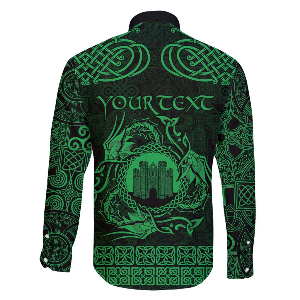 Personalized Denbighshire Sir Ddinbych Family Matching Off Shoulder Short Dress and Hawaiian Shirt Green Gatehouse Denbigh Castle Celtic-inspired - Wonder Print Shop