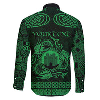 Personalized Denbighshire Sir Ddinbych Family Matching Off Shoulder Short Dress and Hawaiian Shirt Green Gatehouse Denbigh Castle Celtic-inspired - Wonder Print Shop