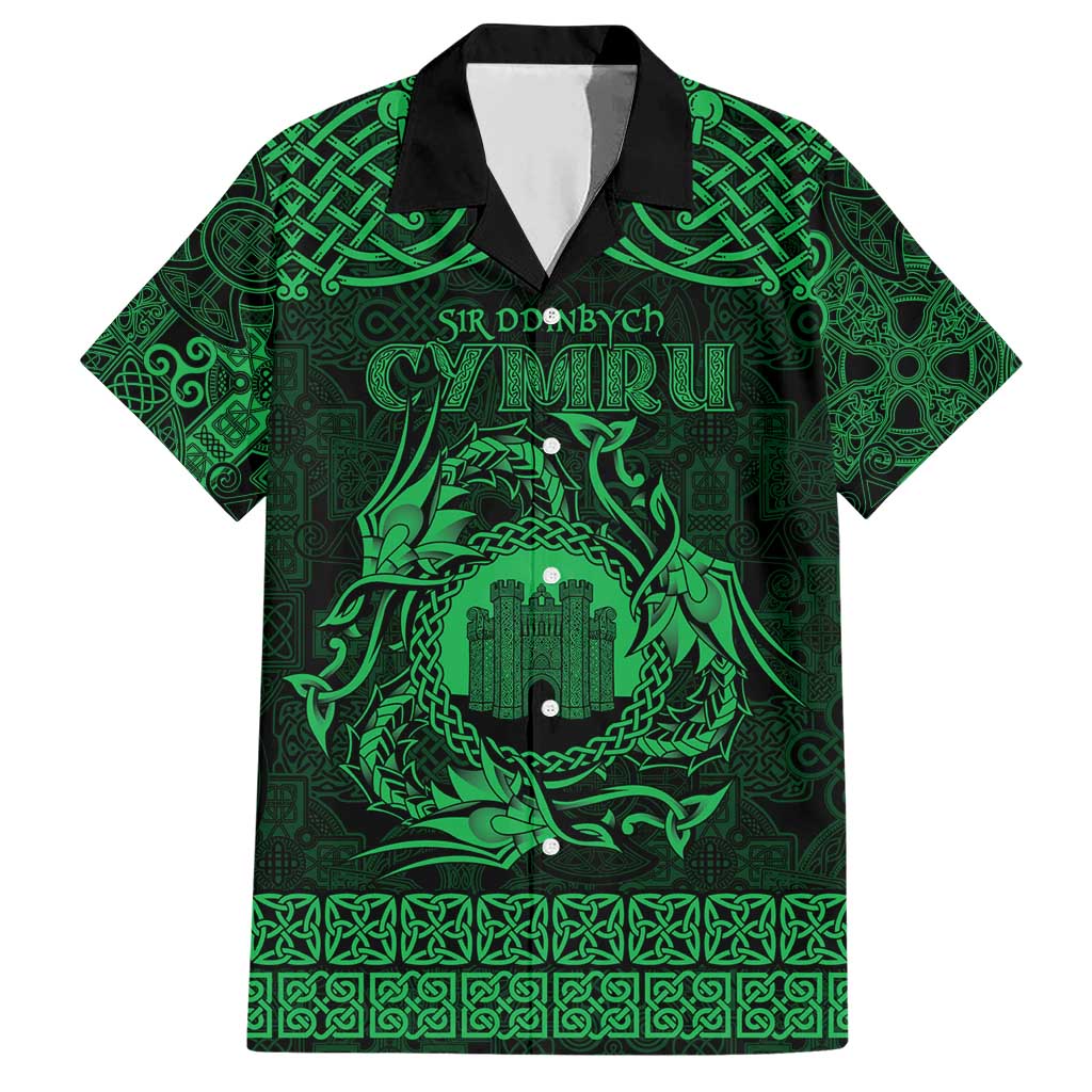 Personalized Denbighshire Sir Ddinbych Family Matching Short Sleeve Bodycon Dress and Hawaiian Shirt Green Gatehouse Denbigh Castle Celtic-inspired - Wonder Print Shop