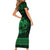 Personalized Denbighshire Sir Ddinbych Family Matching Short Sleeve Bodycon Dress and Hawaiian Shirt Green Gatehouse Denbigh Castle Celtic-inspired - Wonder Print Shop
